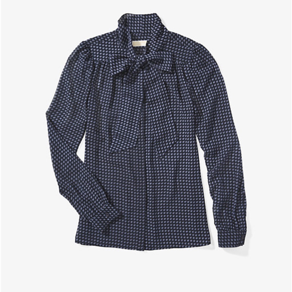 Pleated Georgette Tie-Neck Blouse